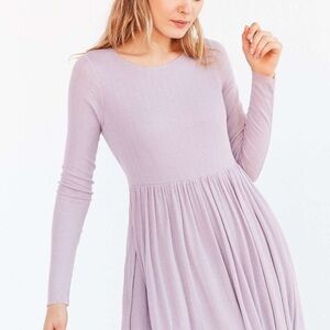 Kimchi Blue Women’s Lavender Vidal Cosy Long-Sleeve Babydoll Mini Dress